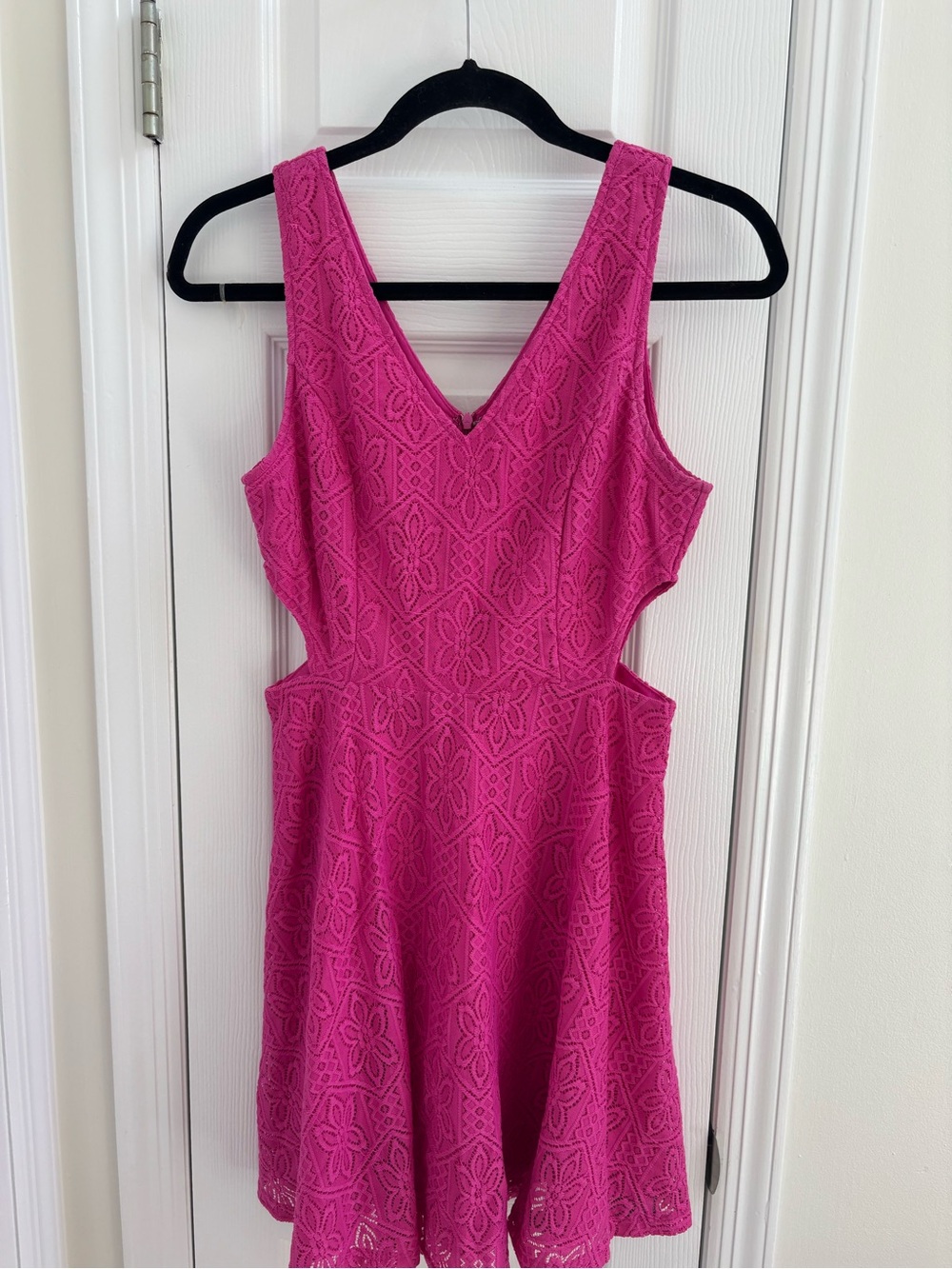 Francesca's Bright Pink Lace Dress with Cutout Detail
